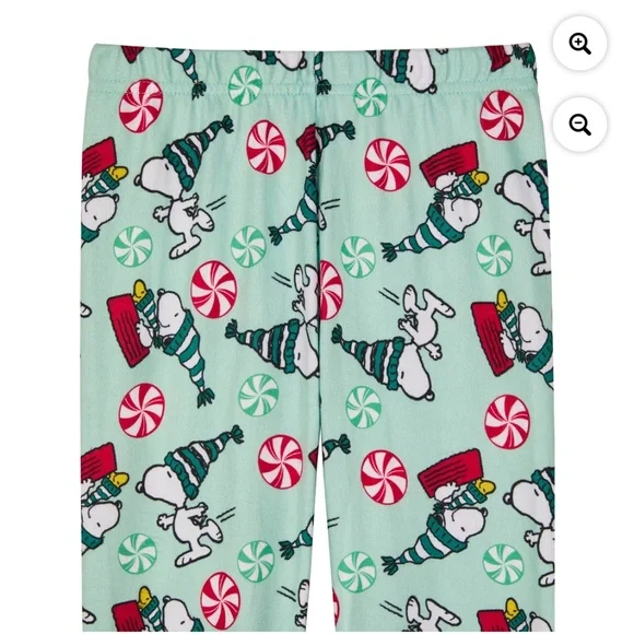 Peanuts Snoopy Unisex Childrens Green 2 PC Pajama Set Size 8 NWT - Picture 6 of 7